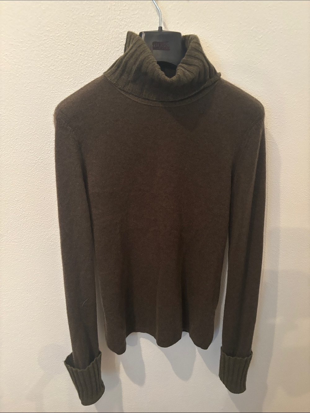 Olive Ribbed Cashmere Turtle Neck Sweater for Women